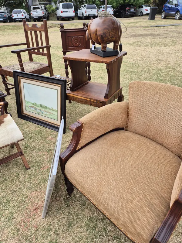 Vintage wooden chairs, framed art and furniture for sale