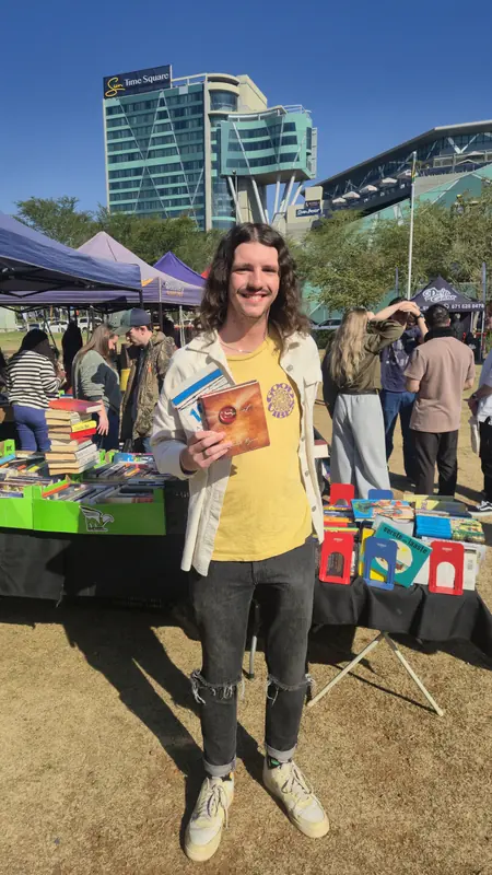 Vintage books and records vendor at the Pretoria market